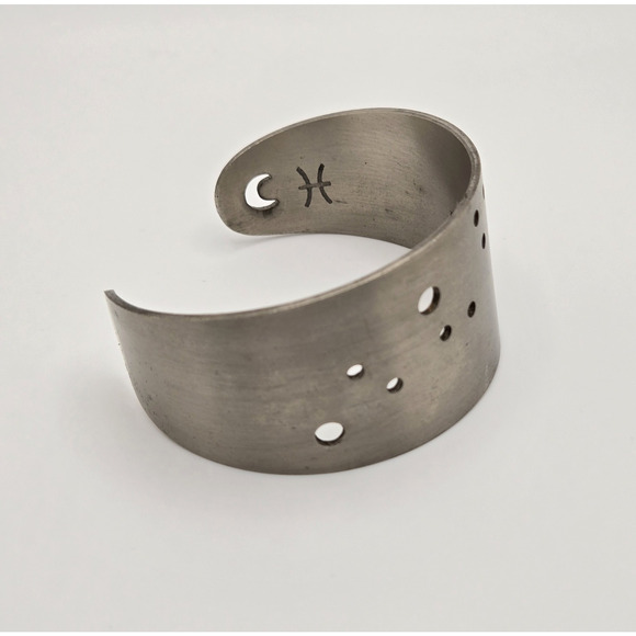 Scout Zodiac Cuff Bracelet Pisces Constellation Cutout Steel Modern Minimal Boho - Picture 4 of 15